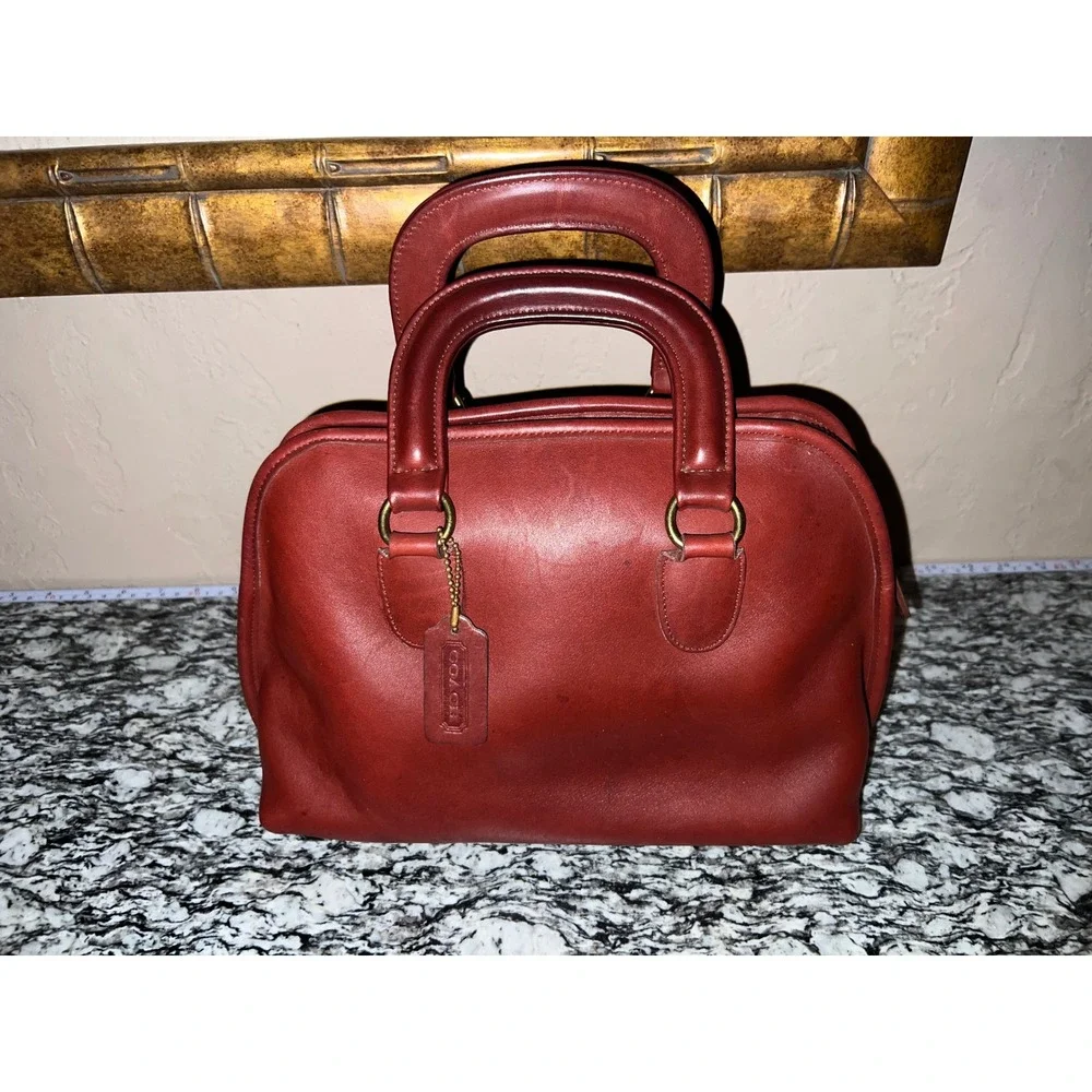 Vintage Coach Baxter 9903 Bordeaux Burgundy Glove Tanned Leather Satchel USA KMM